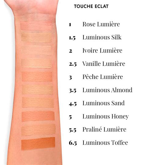 ysl touché eclat|YSL touche eclat shade chart.